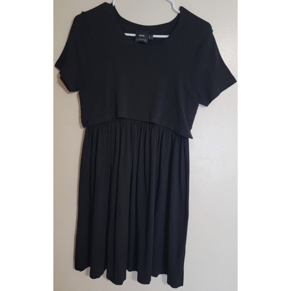 Asos maternity sz 4 dress black short sleeve scoop neck  sweater